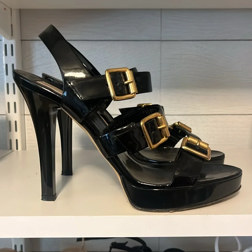 Michael Kors Patent Leather Buckle Heels - Picture 2 of 6